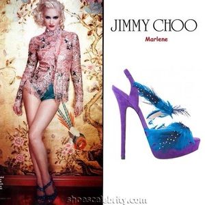 Jimmy Choo Marlene Feather & Suede Sandal Pump 5.5